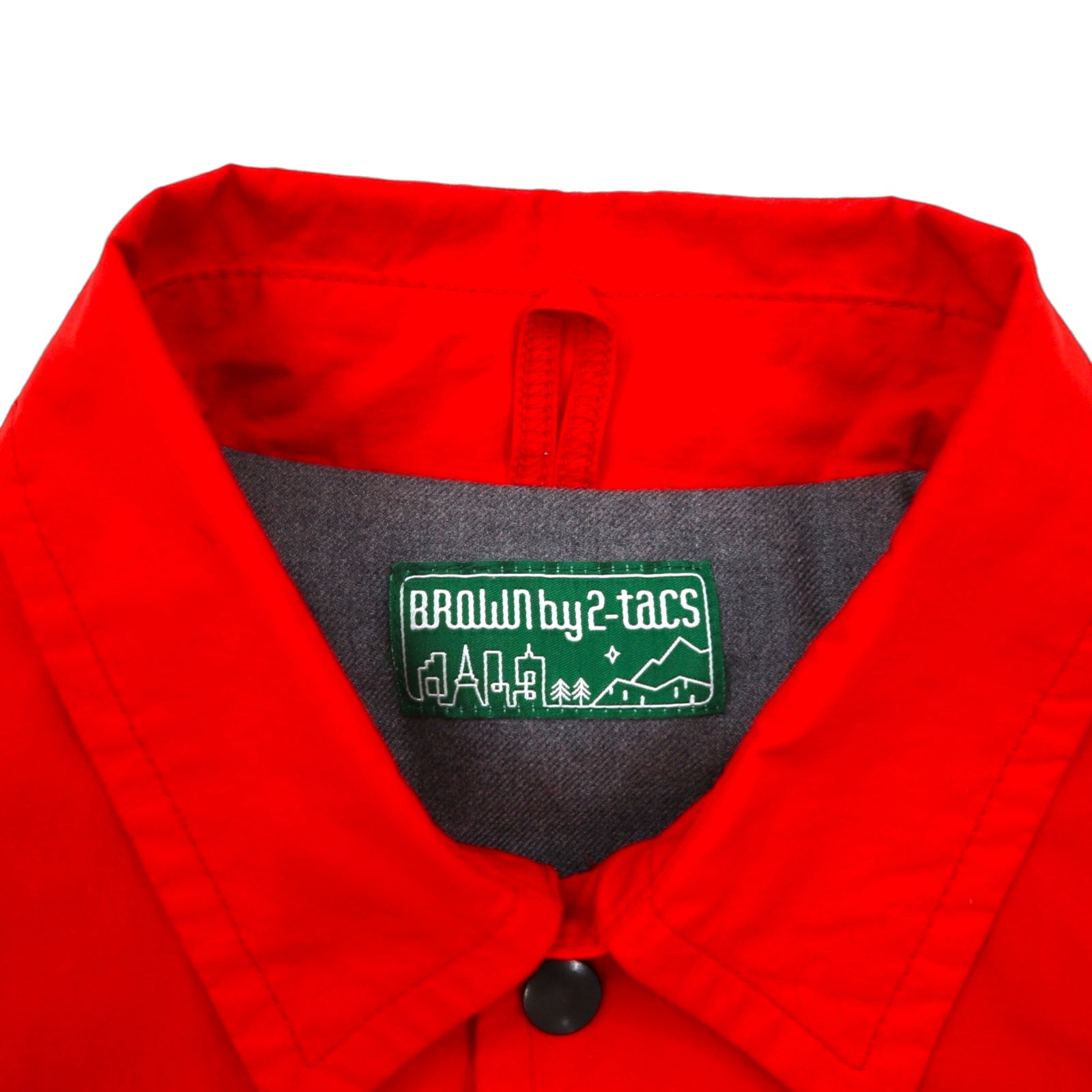 BROWN by 2-tacs Nylon Coach Jacket, Size M, Red, B20-J002, Chin Strap, Snap Buttons, Made in Japan
