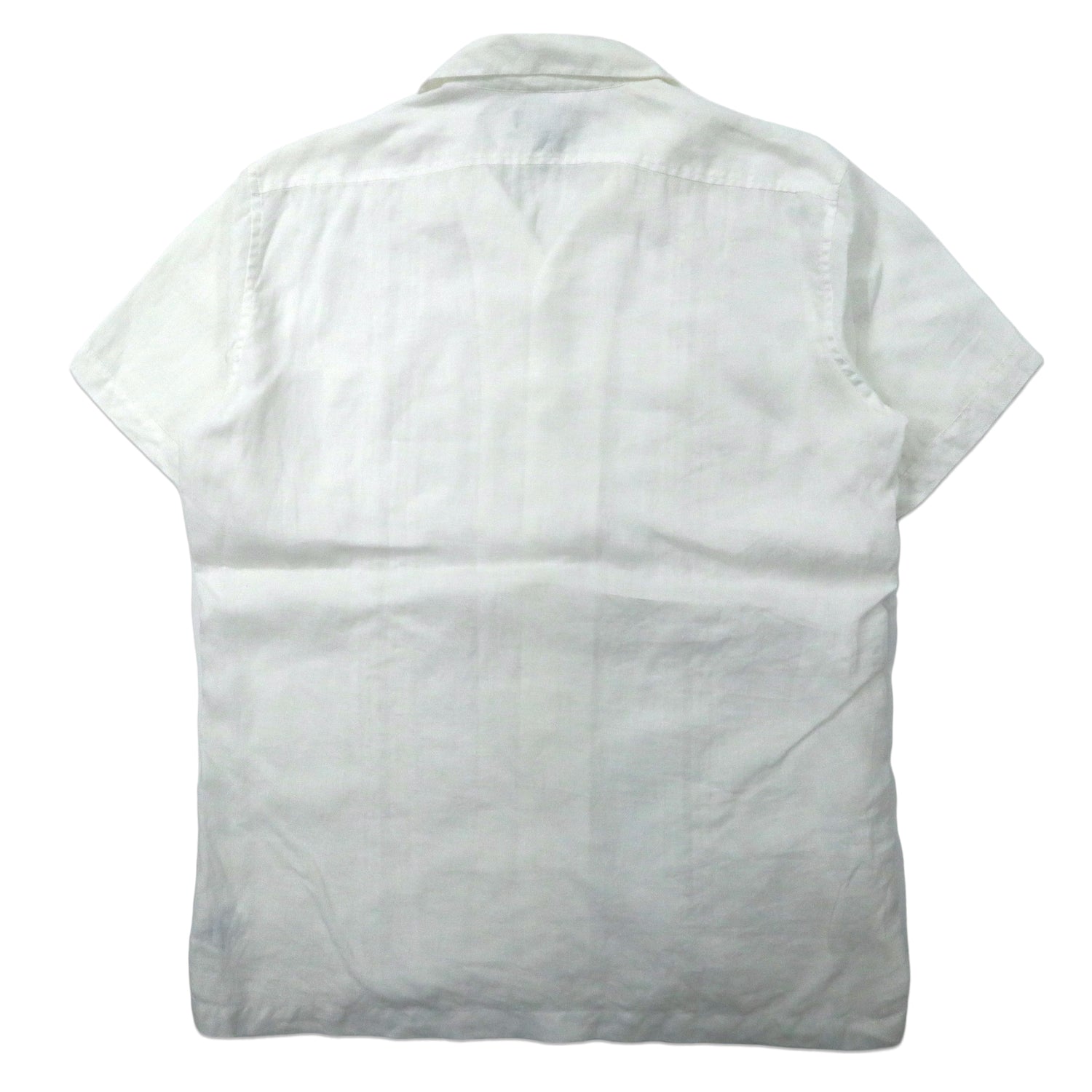 Lands'END Cuban Shirt L White Linen Traditional Fit Open Color