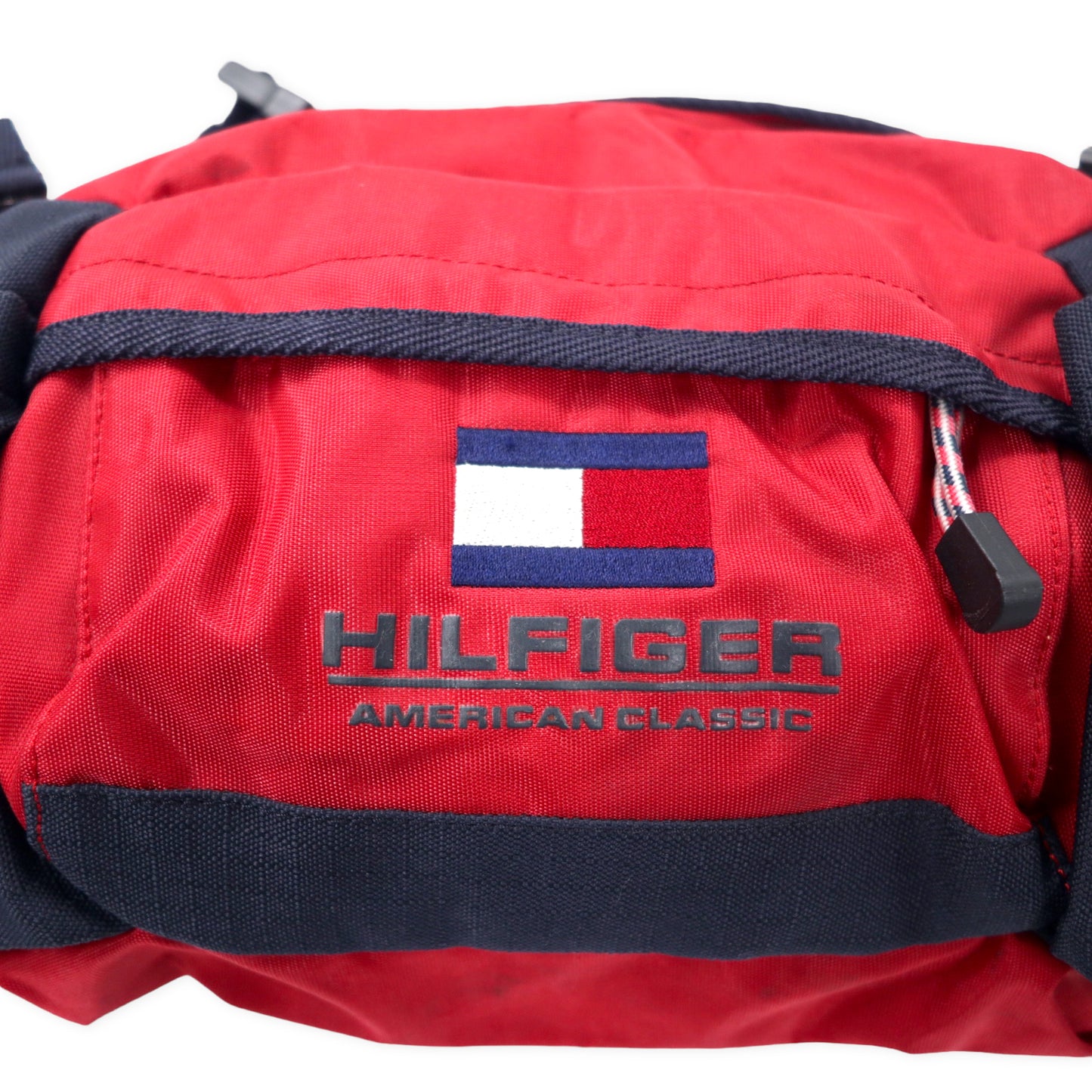 TOMMY HILFIGER 90's Body Bag Funny Pack Red Nylon Logo Embroidery