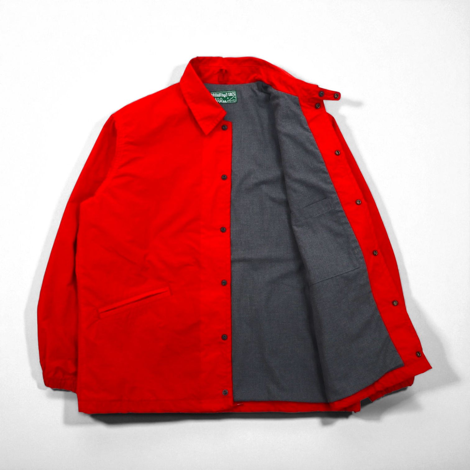 BROWN by 2-tacs Nylon Coach Jacket, Size M, Red, B20-J002, Chin Strap, Snap Buttons, Made in Japan