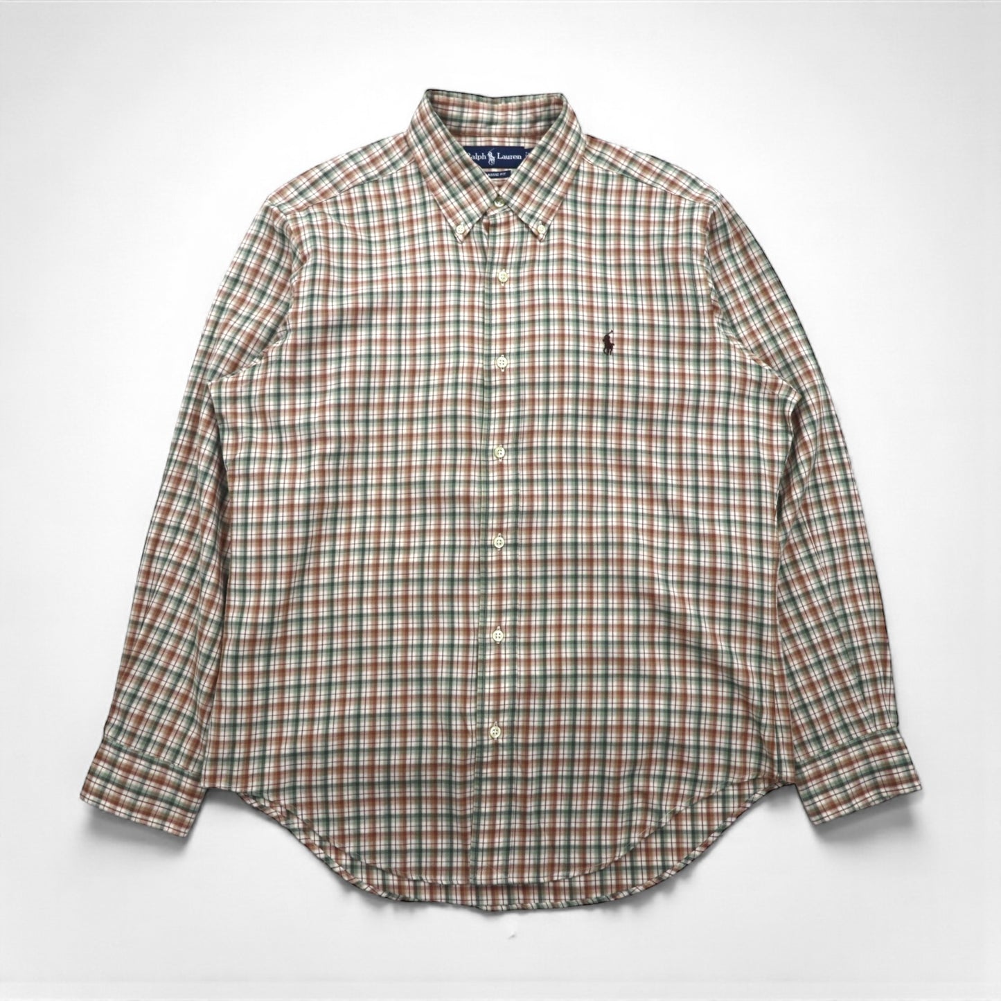 Ralph Lauren 90年代 ボタンダウン シャツ L ブラウン チェック スモールポニー刺繡