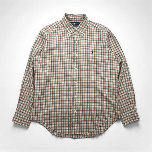 Ralph Lauren 90年代 ボタンダウン シャツ L ブラウン チェック スモールポニー刺繡