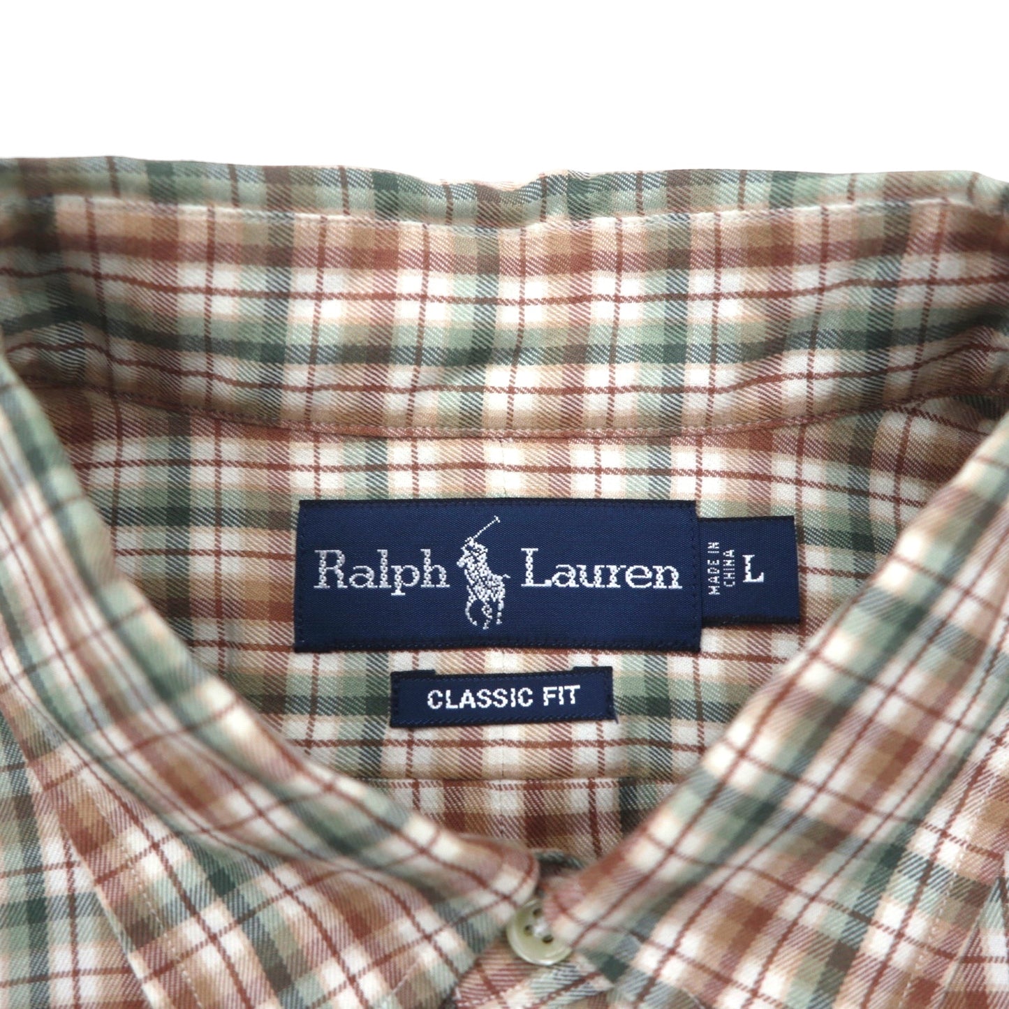 Ralph Lauren 90年代 ボタンダウン シャツ L ブラウン チェック スモールポニー刺繡