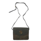 日本然リトテ-古着オンライン-NINA RICH イタリア製 レトロ ショルダーバッグ カーキ PVC ジャガード 総柄 ロゴ-NINA RICH Italy Made Retro Shoulder Bag Khaki PVC Jacquard Patterned Logo