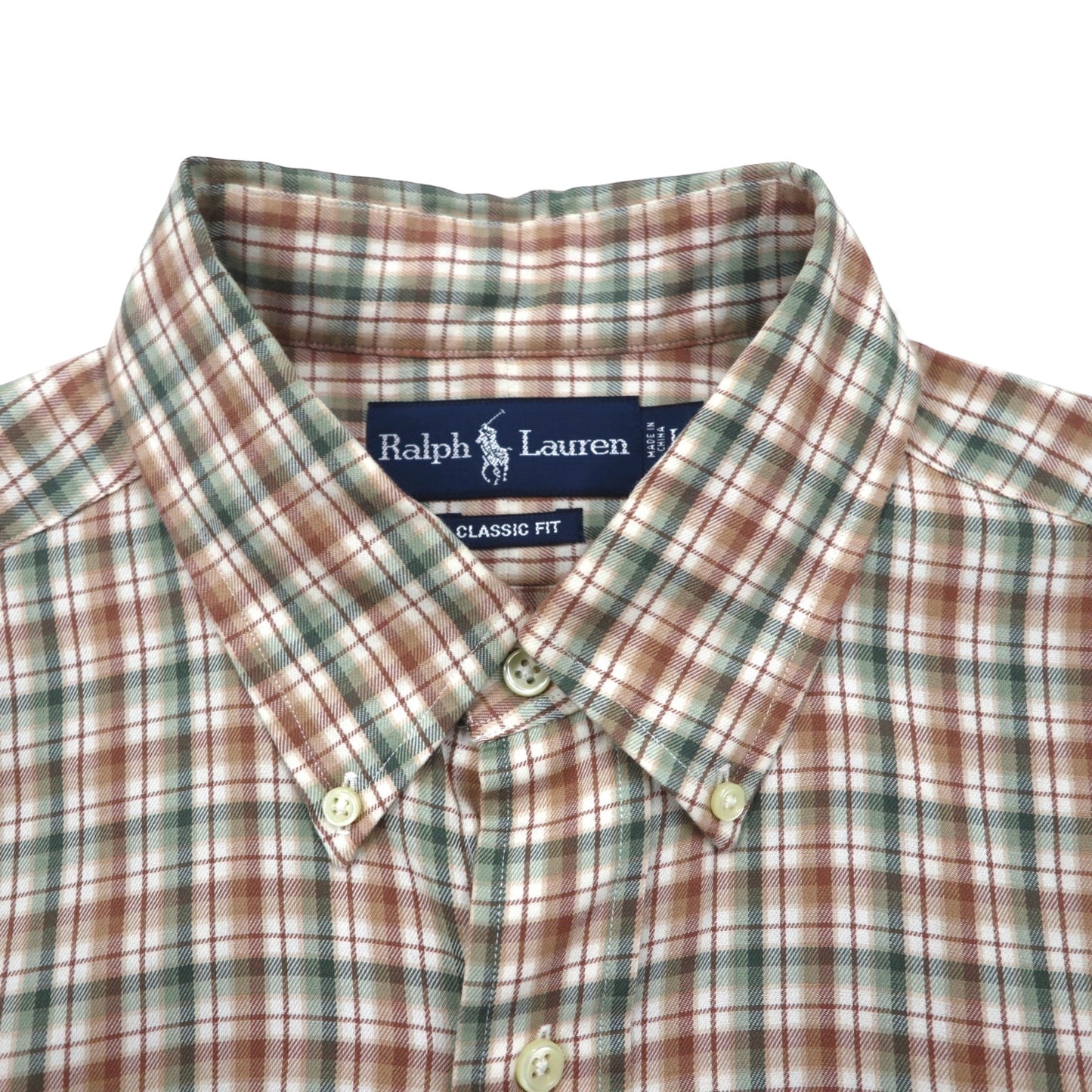 Ralph Lauren 90年代 ボタンダウン シャツ L ブラウン チェック スモールポニー刺繡