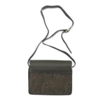 NINA RICH Made in Italy Retro Shoulder Bag Khaki PVC Jacquard All Over Pattern Logo