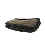 NINA RICH Made in Italy Retro Shoulder Bag Khaki PVC Jacquard All Over Pattern Logo