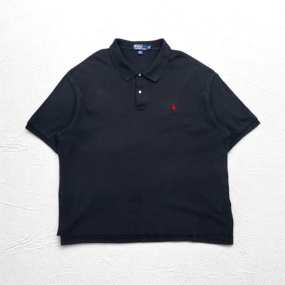 Polo by Ralph Lauren ポロシャツ 2XL BIG ブラック コットン スモールポニー刺繍 ビッグサイズ スリランカ製