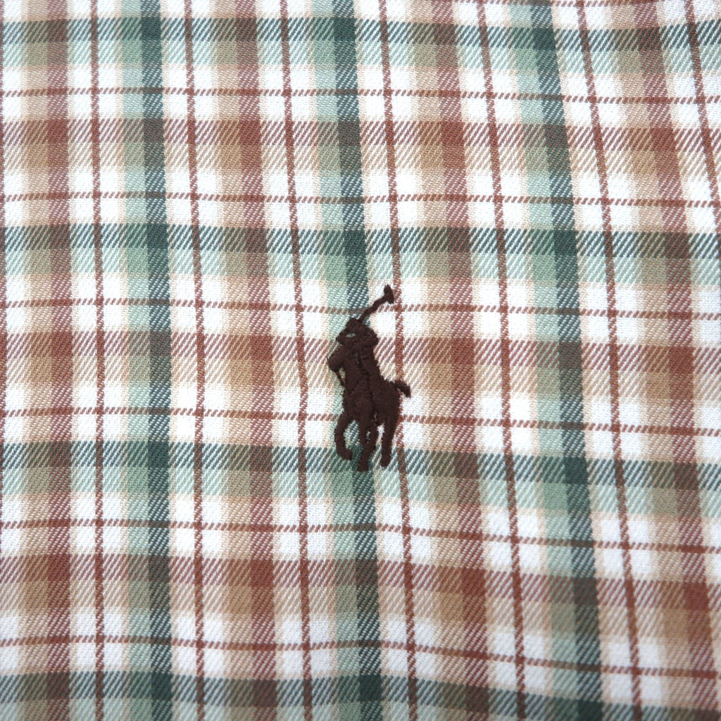 Ralph Lauren 90s Button-Down Shirt, Size L, Brown Check with Small Pony Embroidery