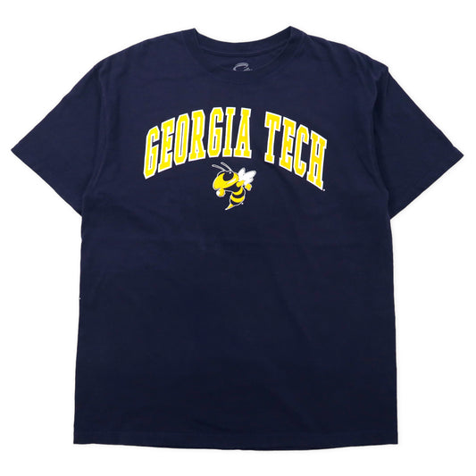 日本然リトテ-古着オンライン-Cadre カレッジプリント Tシャツ XL ネイビー コットン GEORGIA TECH ビッグサイズ-