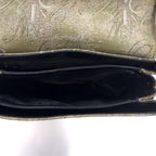 NINA RICH Made in Italy Retro Shoulder Bag Khaki PVC Jacquard All Over Pattern Logo