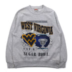 Made in USA 90s NUTMEG MILLS College Print Sweatshirt M Grey Fleece Lining WEST VIRGINIA