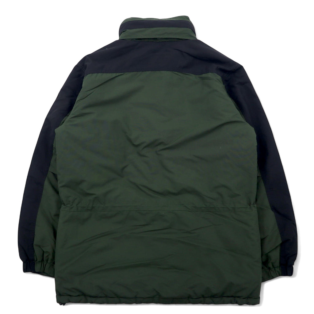 LLBean Mountain Parka L Khaki Nylon Retractable Hood Logo Embroidery Double Zip Drawstring Thinsulate Padding OUK65