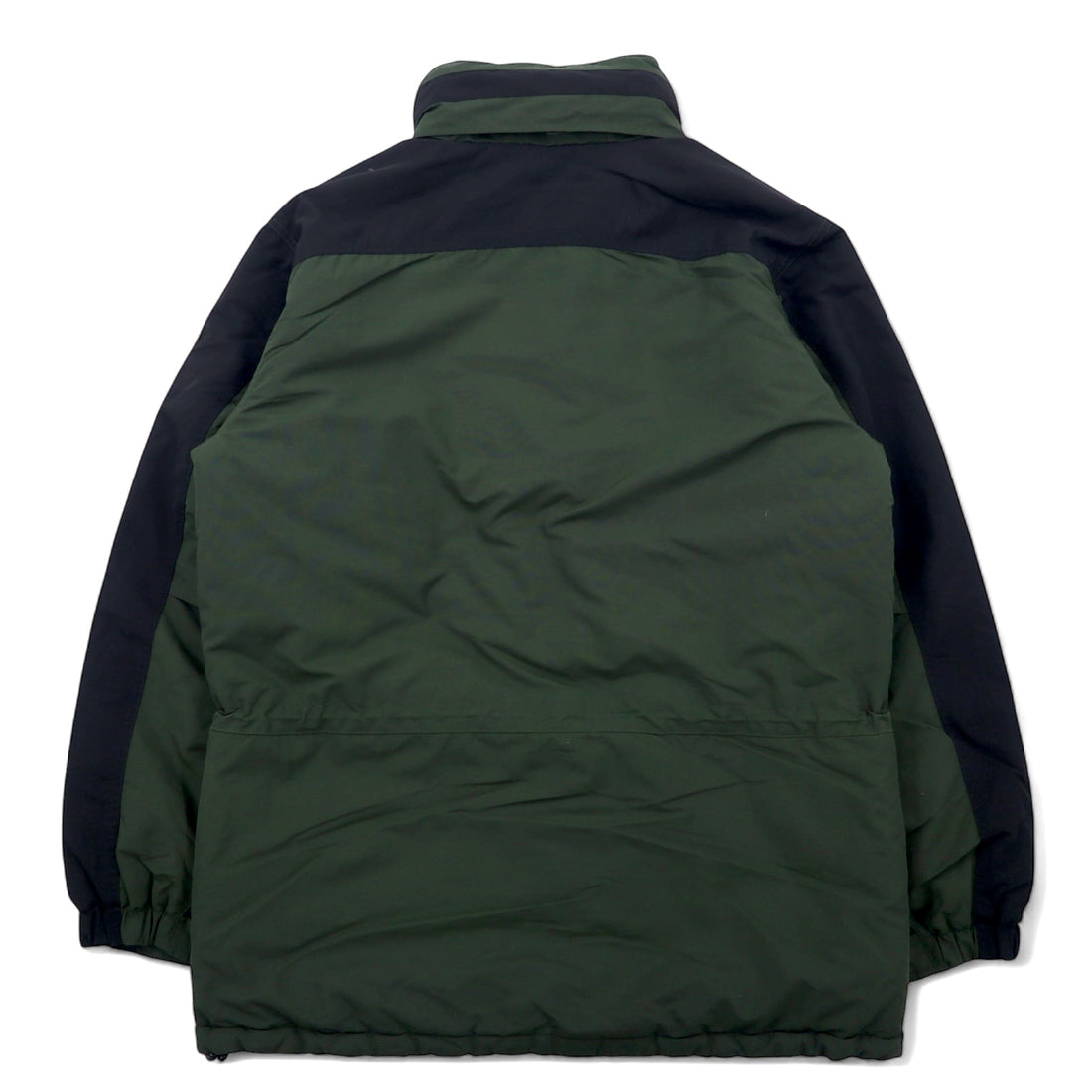 LLBean Mountain Parka L Khaki Nylon Retractable Hood Logo Embroidery Double Zip Drawstring Thinsulate Padding OUK65