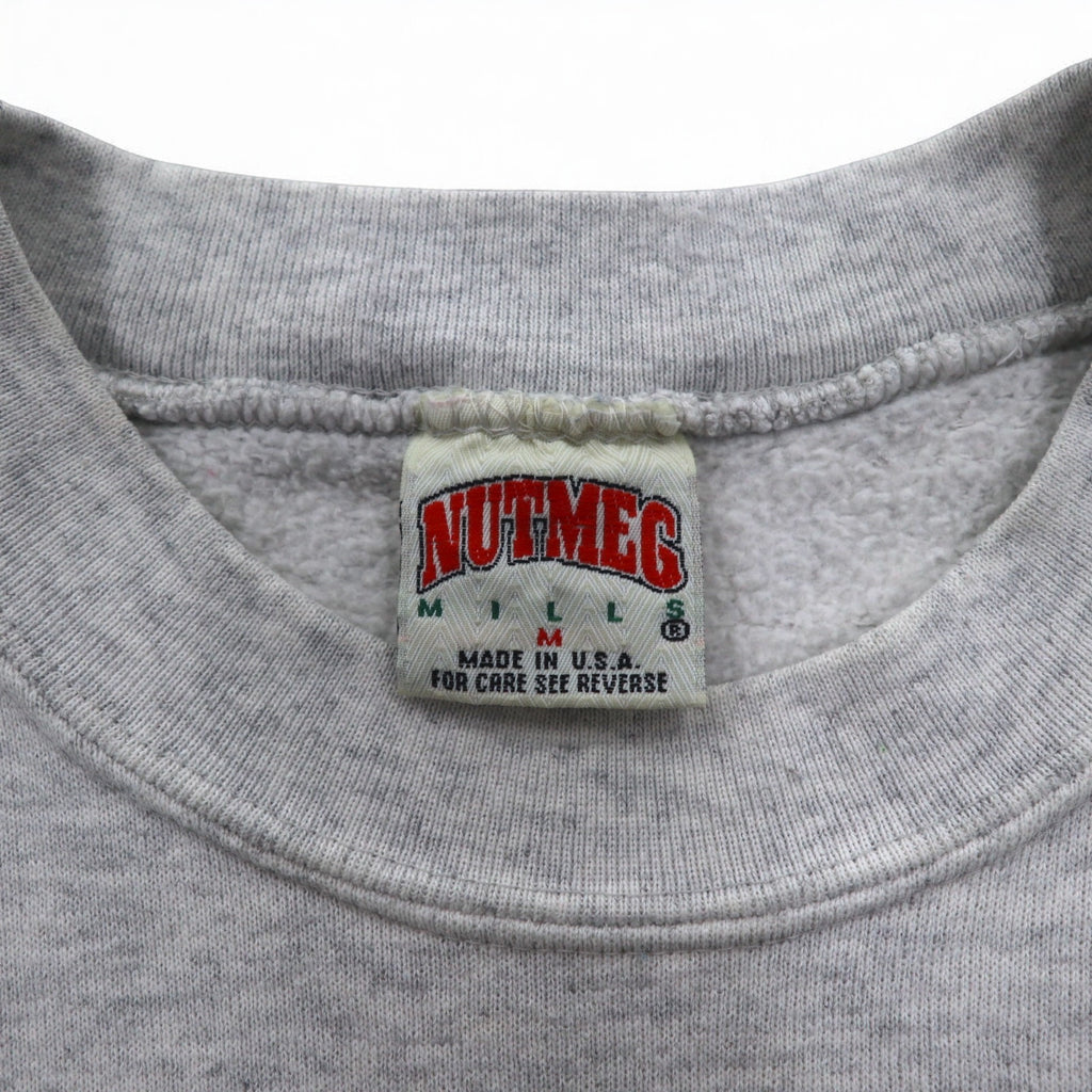 Made in USA 90s NUTMEG MILLS College Print Sweatshirt M Grey Fleece Lining WEST VIRGINIA