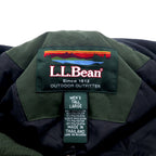 LLBean Mountain Parka L Khaki Nylon Retractable Hood Logo Embroidery Double Zip Drawstring Thinsulate Padding OUK65