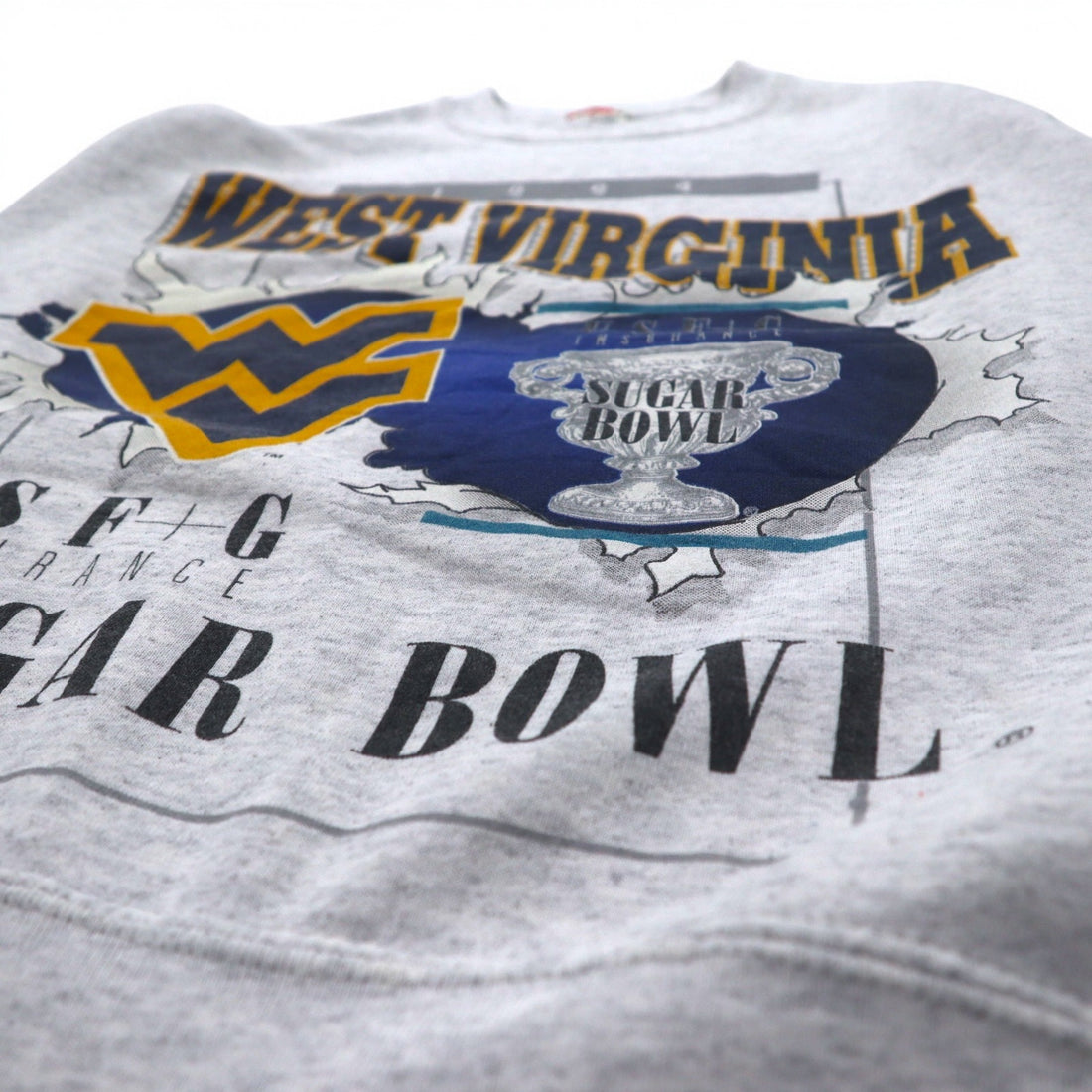 Made in USA 90s NUTMEG MILLS College Print Sweatshirt M Grey Fleece Lining WEST VIRGINIA