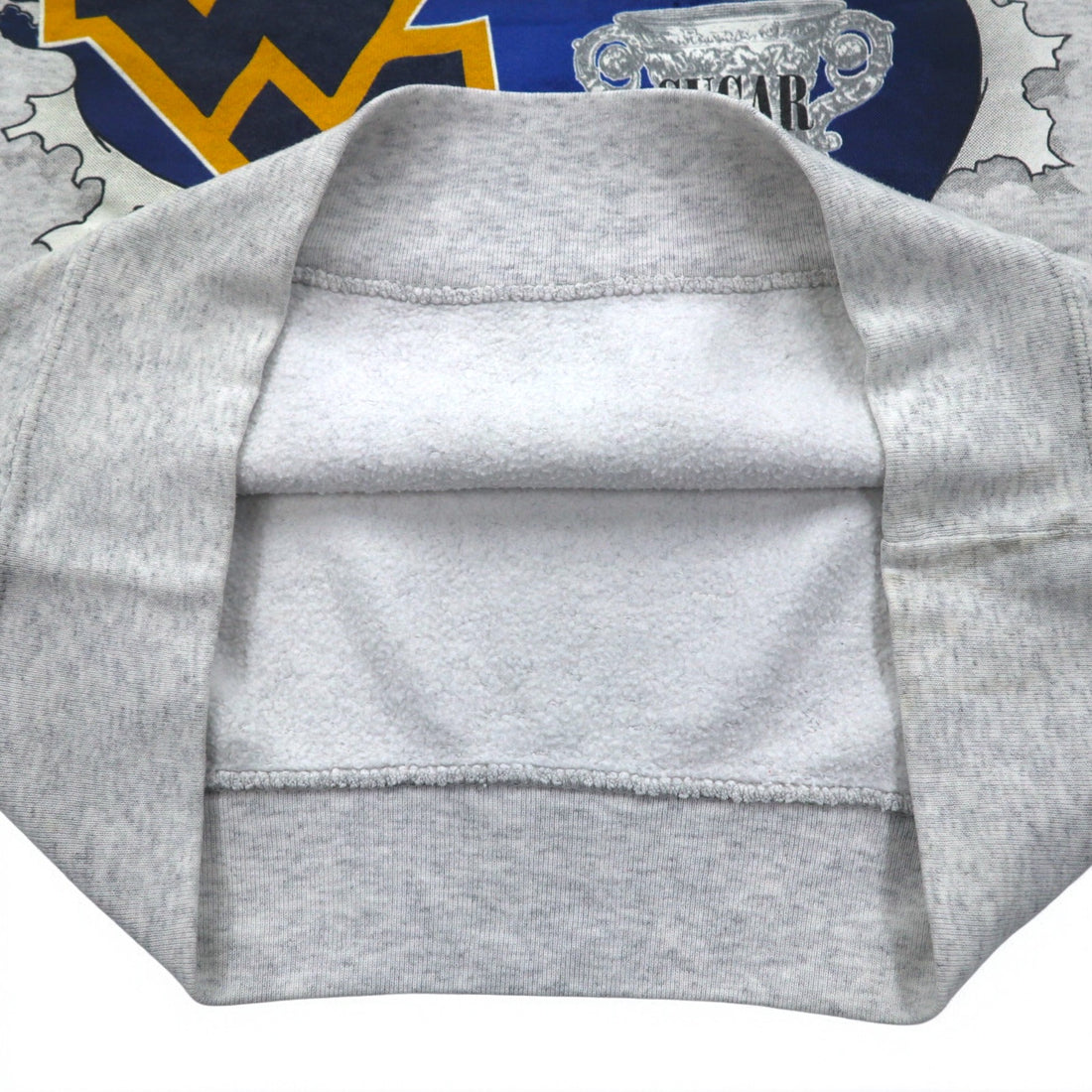 Made in USA 90s NUTMEG MILLS College Print Sweatshirt M Grey Fleece Lining WEST VIRGINIA