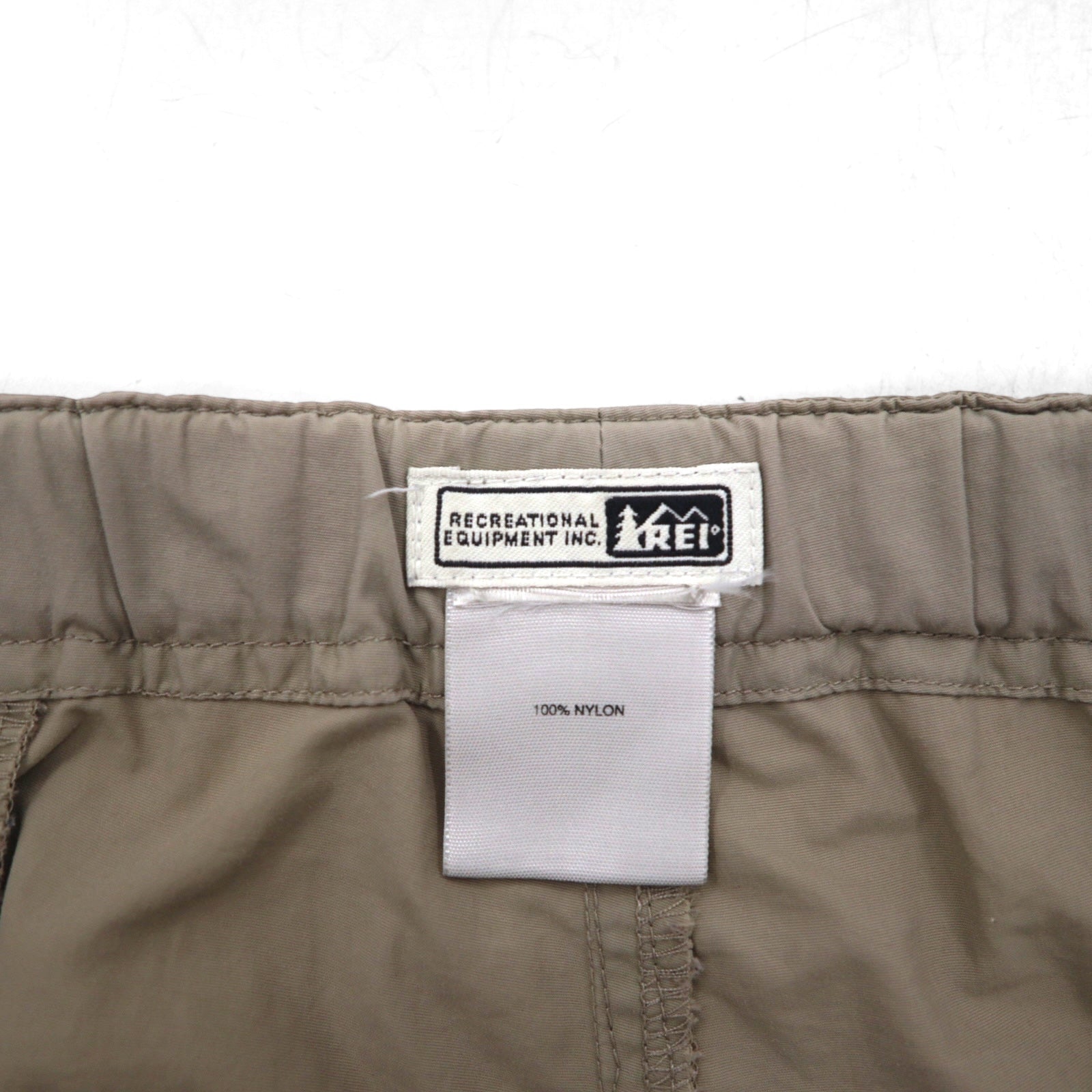 REI Convertible 2-Way Cargo Shorts, Size L, Beige, Nylon, Waterproof, Slits, Zippered Legs