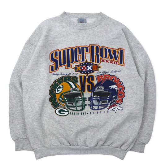 90年代 LOGO7 NFL プリント スウェット L グレー コットン SUPER BOWL