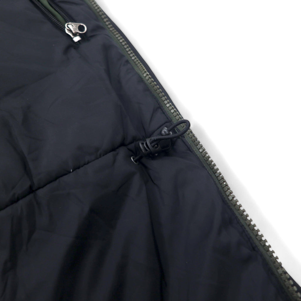 LLBean Mountain Parka L Khaki Nylon Retractable Hood Logo Embroidery Double Zip Drawstring Thinsulate Padding OUK65