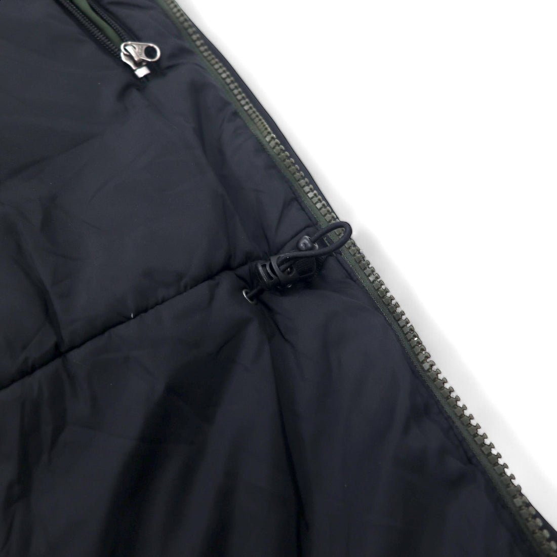 LLBean Mountain Parka L Khaki Nylon Retractable Hood Logo Embroidery Double Zip Drawstring Thinsulate Padding OUK65