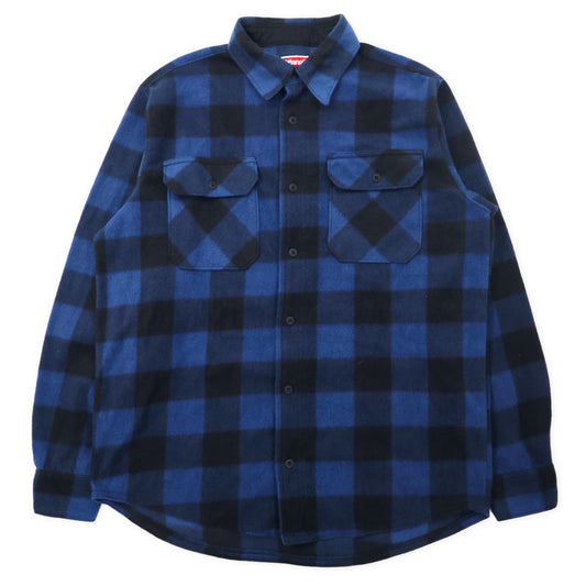 日本然リトテ-古着オンライン-Wrangler 90年代 フリースシャツ M ブルー チェック ポリエステル-WRANGLER 90's FLEECE Shirt M Blue CHECKED polyester