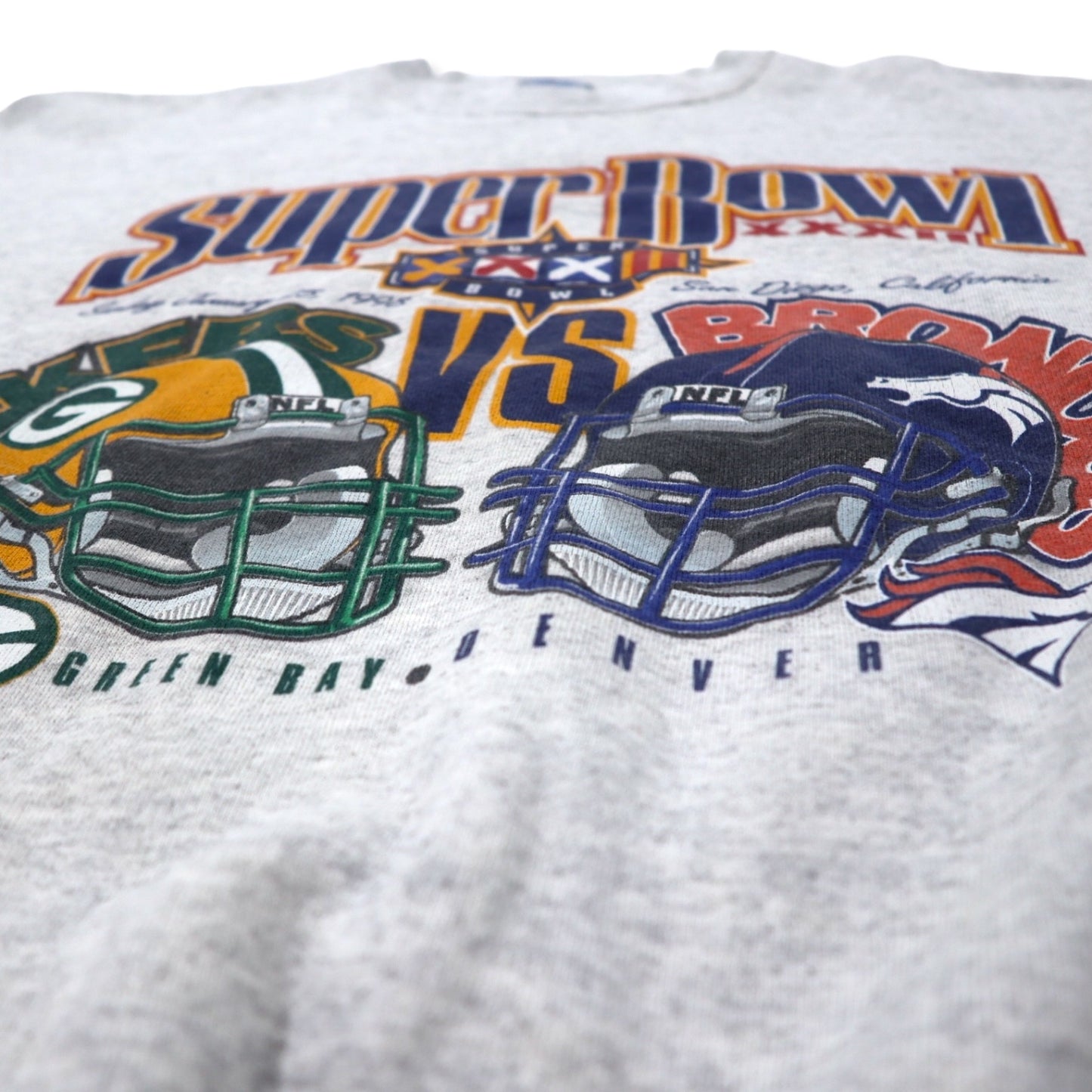 90年代 LOGO7 NFL プリント スウェット L グレー コットン SUPER BOWL