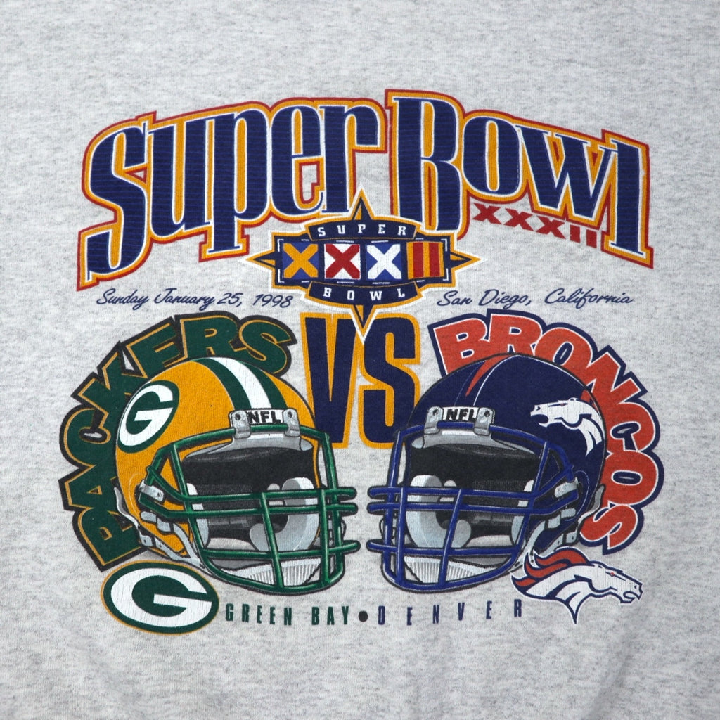90s LOGO7 NFL Print Sweatshirt L Grey Cotton SUPER BOWL