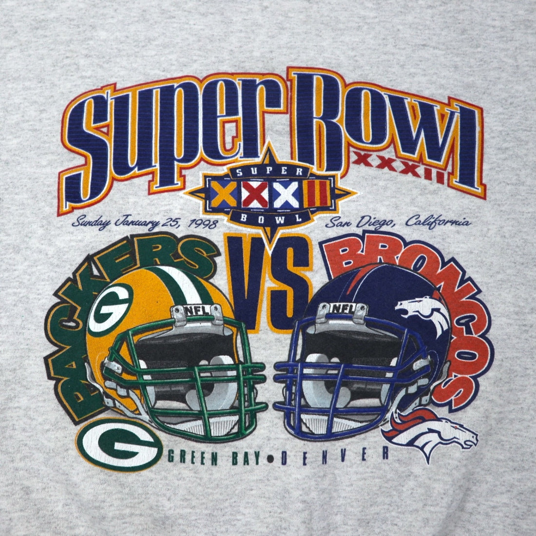 90s LOGO7 NFL Print Sweatshirt L Grey Cotton SUPER BOWL