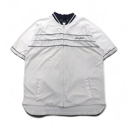 Sean John 90年代 パイル地 半袖 トラックジャケット ジャージ XL ホワイト コットン ポリエステル ワンポイントロゴ刺繍