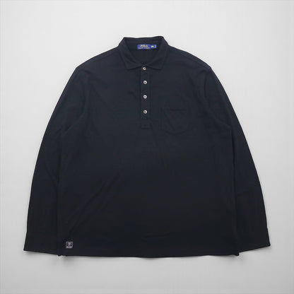 Polo Ralph Lauren Oversized Long Sleeve Rugby Polo Shirt, Size 2XL, Black, Cotton