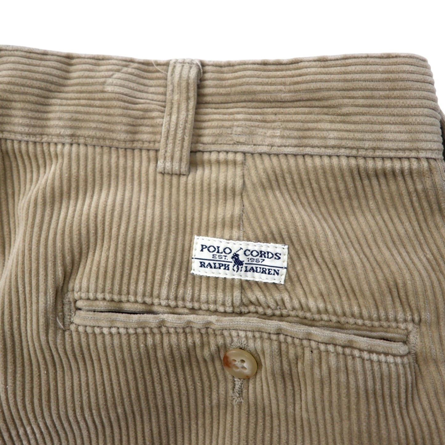 POLO RALPH LAUREN 90年代 ワイド コーデュロイパンツ 36 ベージュ コットン ANDREW PANTドミニカ共和国製