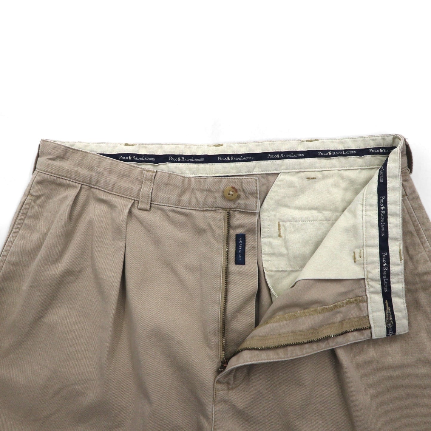 POLO RALPH LAUREN 90年代 ポロチノ 2タック ショート チノパンツ ハーフパンツ M ベージュ コットン
