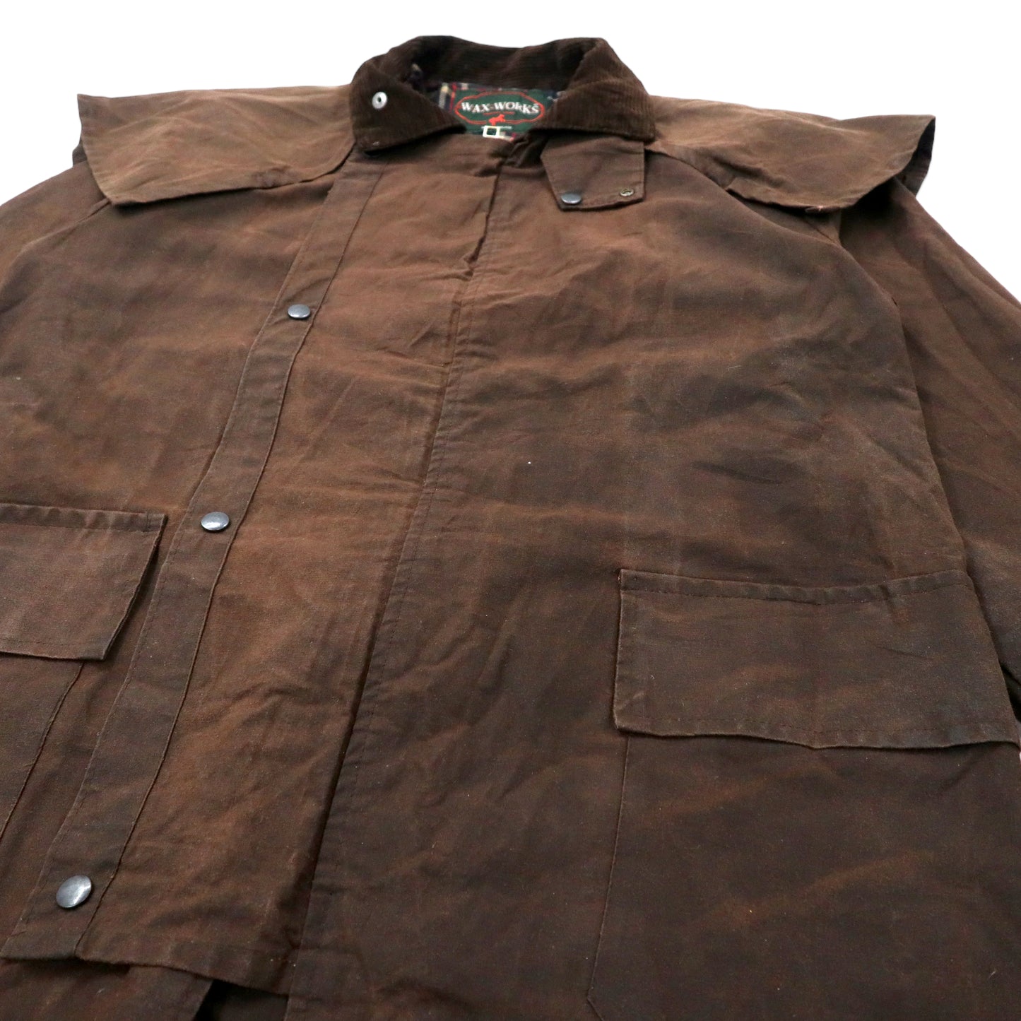England MADE WORKS Oiled Jacket COAT L Brown Cotton Collar