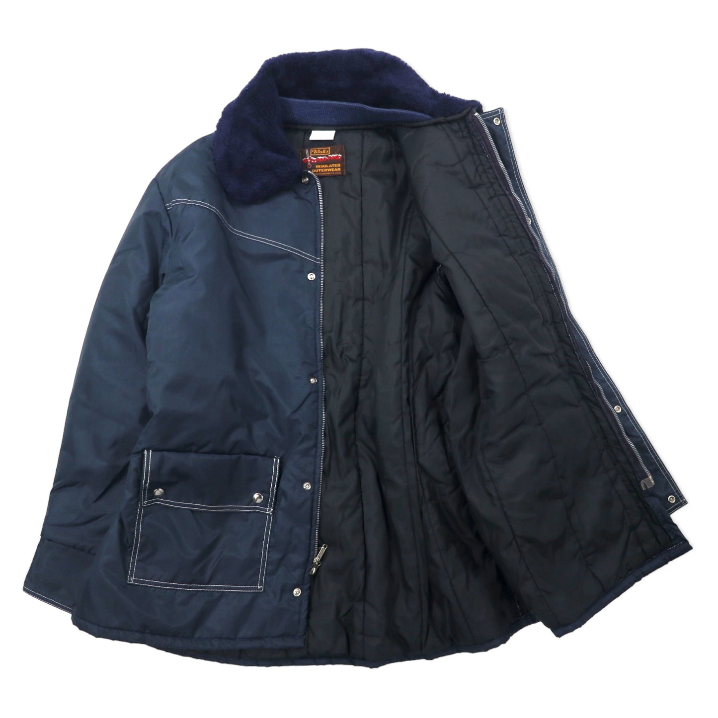 Walls USA製 80年代 BLIZZARD-PRUF 襟ボア インサレーション ワークジャケット XL ネイビー ナイロン 中綿 ビッグサイズ