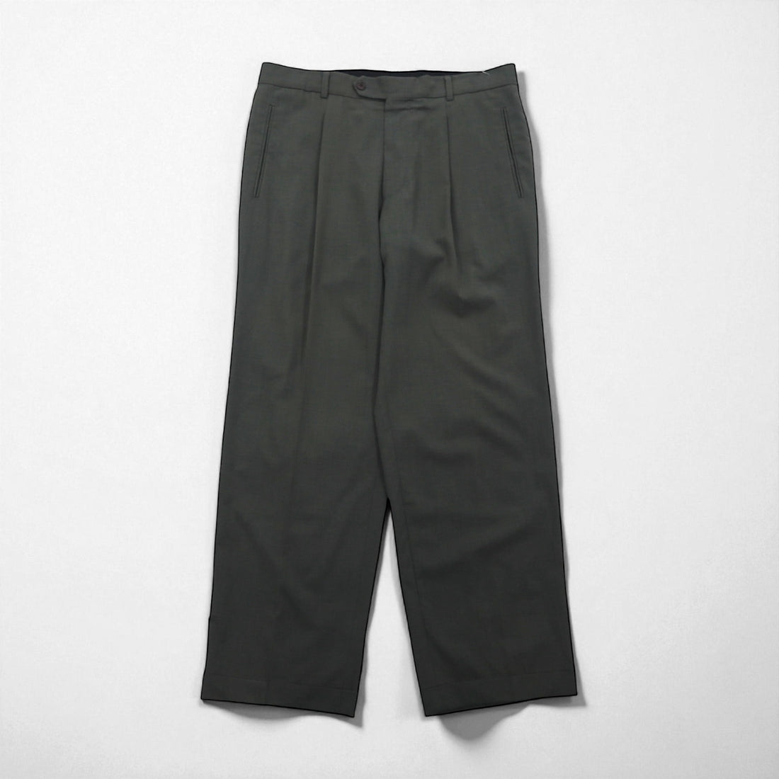 HUGO BOSS 90年代 USA製 タック ワイド スラックス パンツ L グレー ウール プリーツ