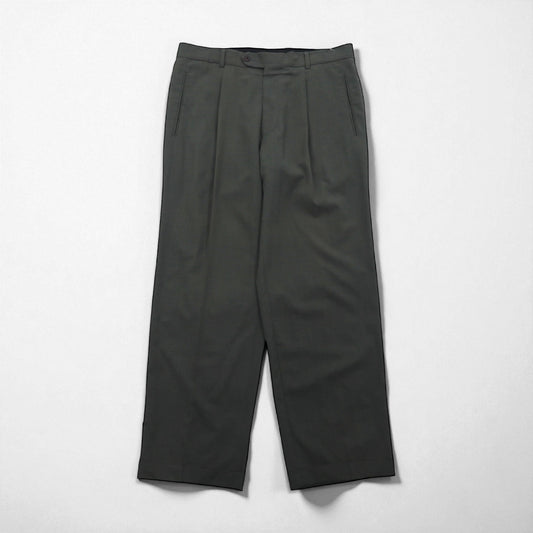 HUGO BOSS 90年代 USA製 タック ワイド スラックス パンツ L グレー ウール プリーツ