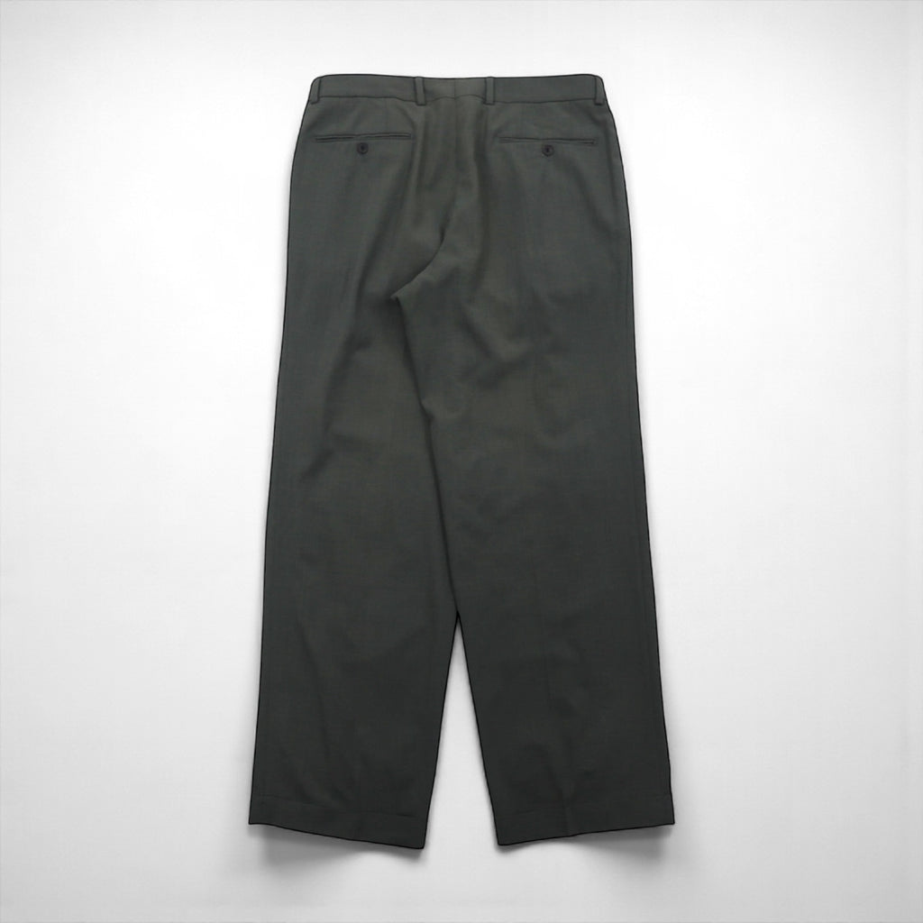 HUGO BOSS 90s Made in USA Wide-leg Pleated Tuck Slacks, Size L, Gray Wool