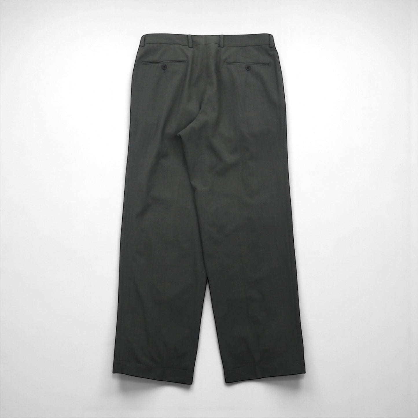 HUGO BOSS 90s Made in USA Wide-leg Pleated Tuck Slacks, Size L, Gray Wool