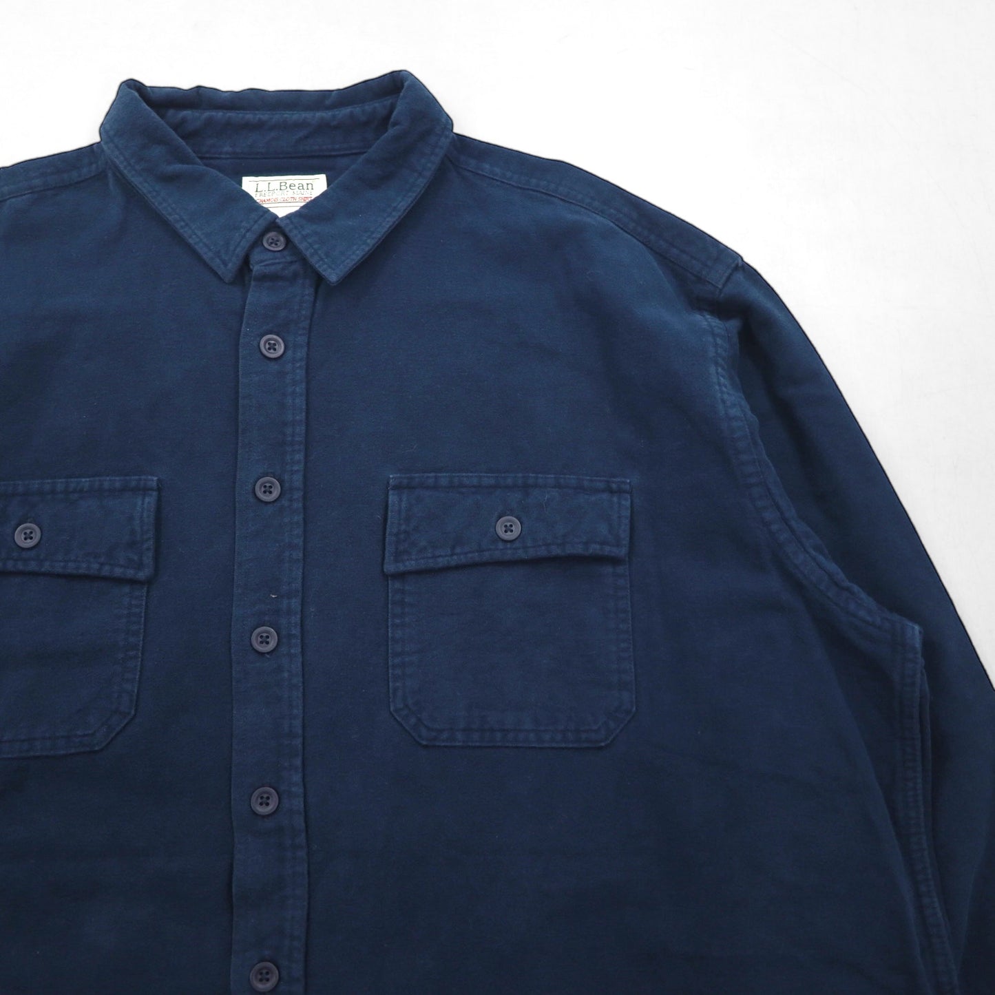 L.L.Bean シャミークロスシャツ フランネルシャツ 2XL ネイビー ダブルポケット ビッグサイズ 187924