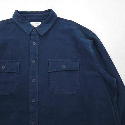L.L.Bean シャミークロスシャツ フランネルシャツ 2XL ネイビー ダブルポケット ビッグサイズ 187924