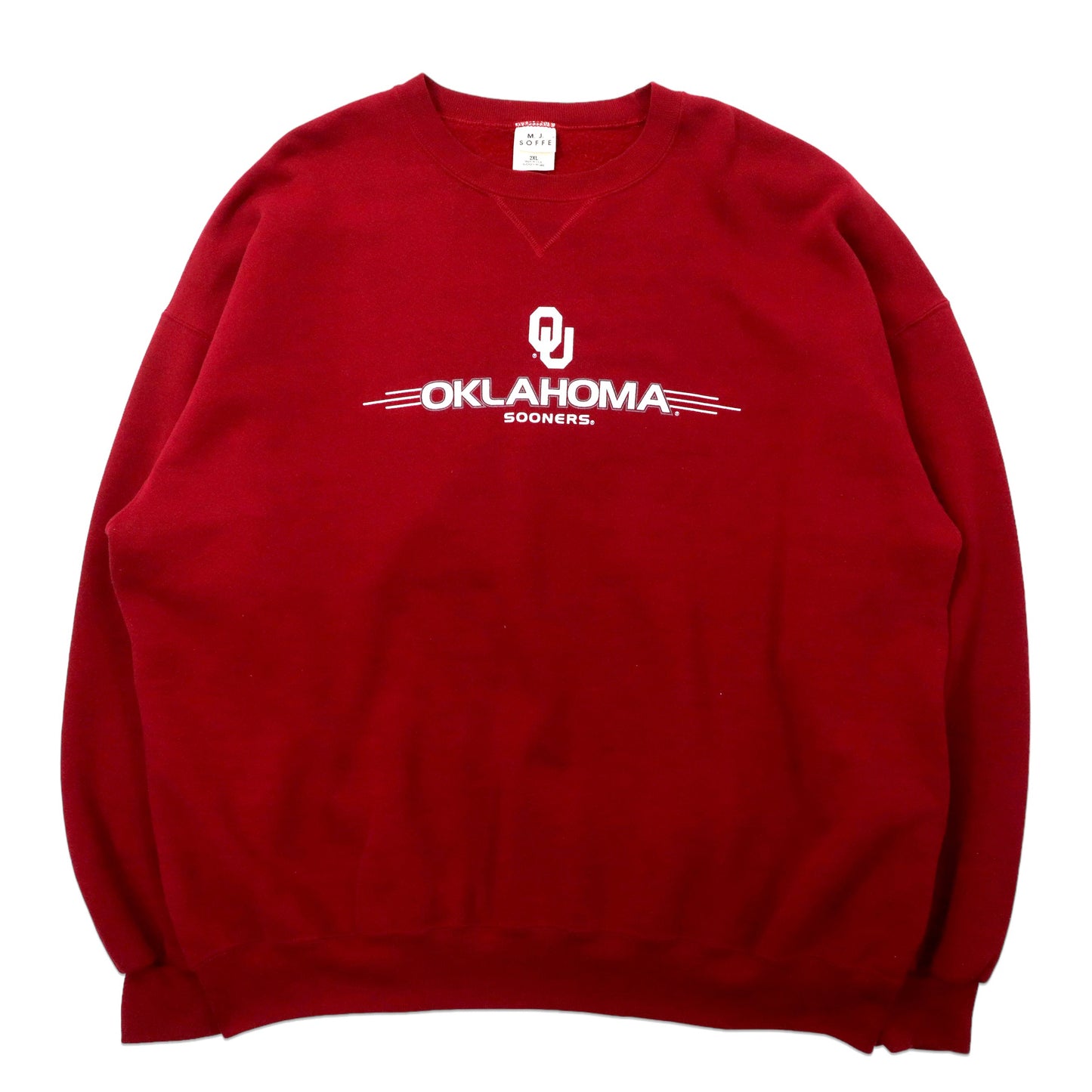 USA製 M.J.SOFEE 90年代 ビッグサイズ カレッジプリント スウェット 2XL レッド コットン 裏起毛 OKLAHOMA SOONERS