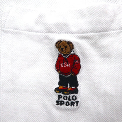 Polo by Ralph Lauren 90s Polo Bear Chest Pocket Polo Shirt, Size L, White, Pique, Single Point Embroidery