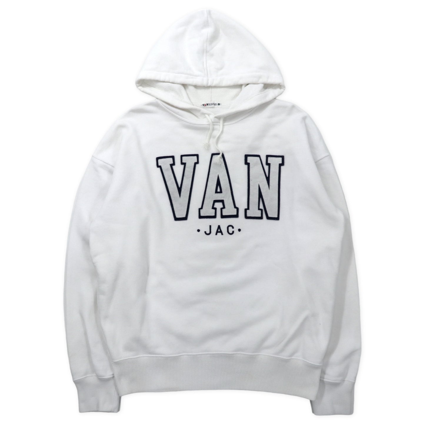 VAN-JAC-Pullover HOODIE L White Cotton Logo Patch Big Size – 日本 