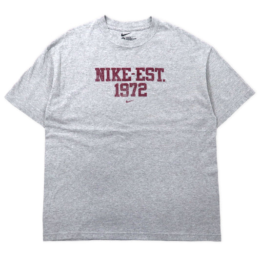 日本然リトテ-古着オンライン-NIKE ルーズフィット ロゴプリントTシャツ XL グレー コットン LOOSE FIT ビッグサイズ-Nike loose fit logo print T-Shirt XL gray cotton LOOSE FIT big size