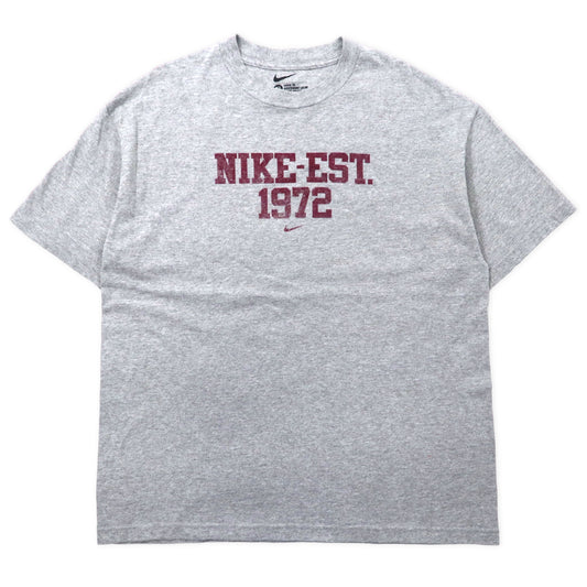 NIKE ルーズフィット ロゴプリントTシャツ XL グレー コットン LOOSE FIT ビッグサイズ