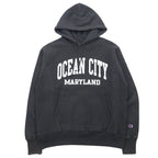 日本然リトテ-古着オンライン-Champion リバースウィーブ プルオーバーパーカー XL グレー コットン 青単タグ 復刻 カレッジ アーチロゴ 2段プリント-Champion Reverse Weave Pullover Hoodie XL Gray Cotton Single Blue Tag Reprint College Arch Logo 2 Tier Print