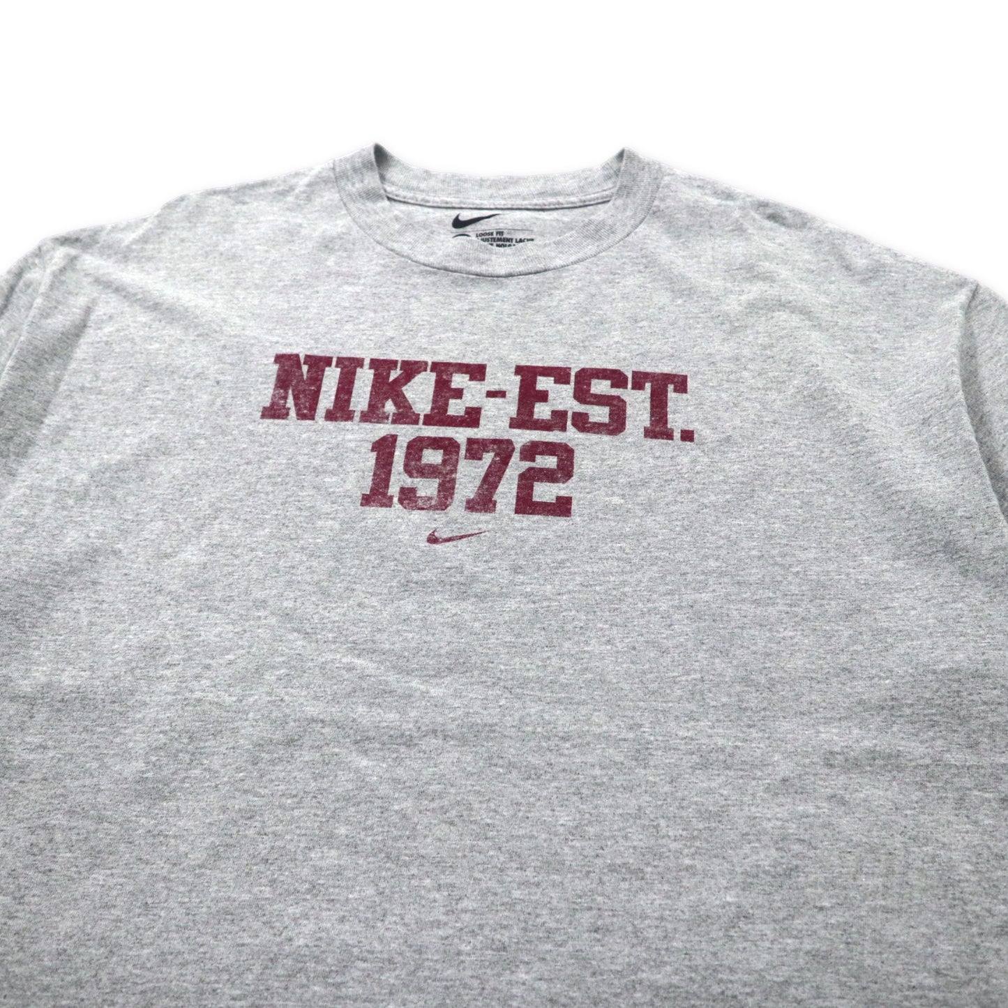 NIKE ルーズフィット ロゴプリントTシャツ XL グレー コットン LOOSE FIT ビッグサイズ