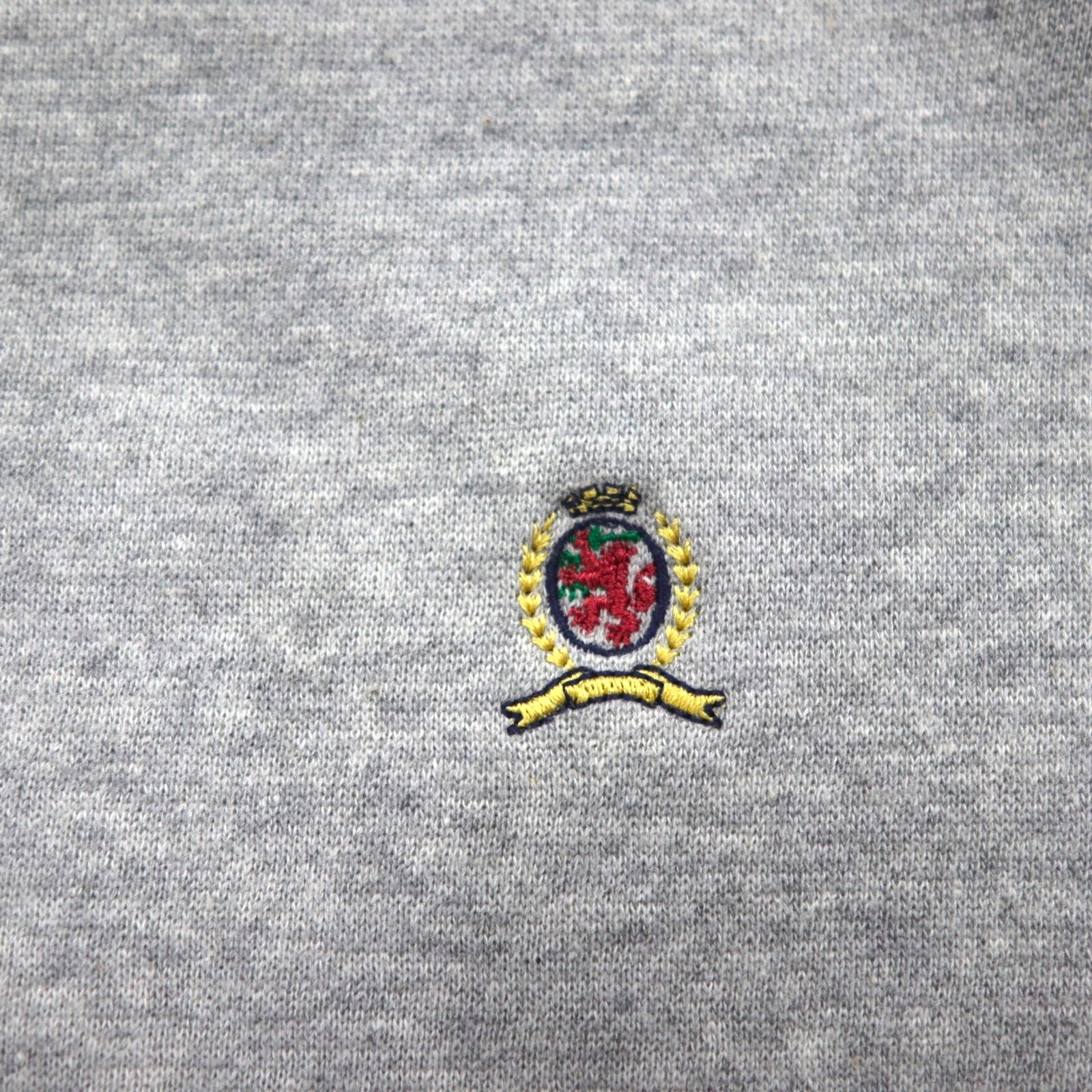 TOMMY HILFIGER 90s Heavyweight V-neck Sweatshirt, XL, Gray, with One-Point Logo